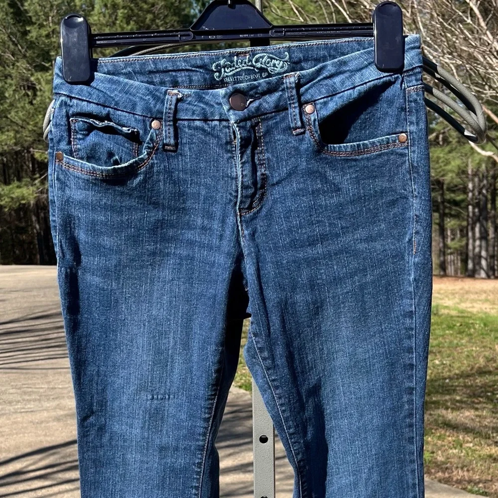 Faded Glory 5 Pocket Velvet Touch Denim Boot Jeans, Size 8P - Picture 10 of 15